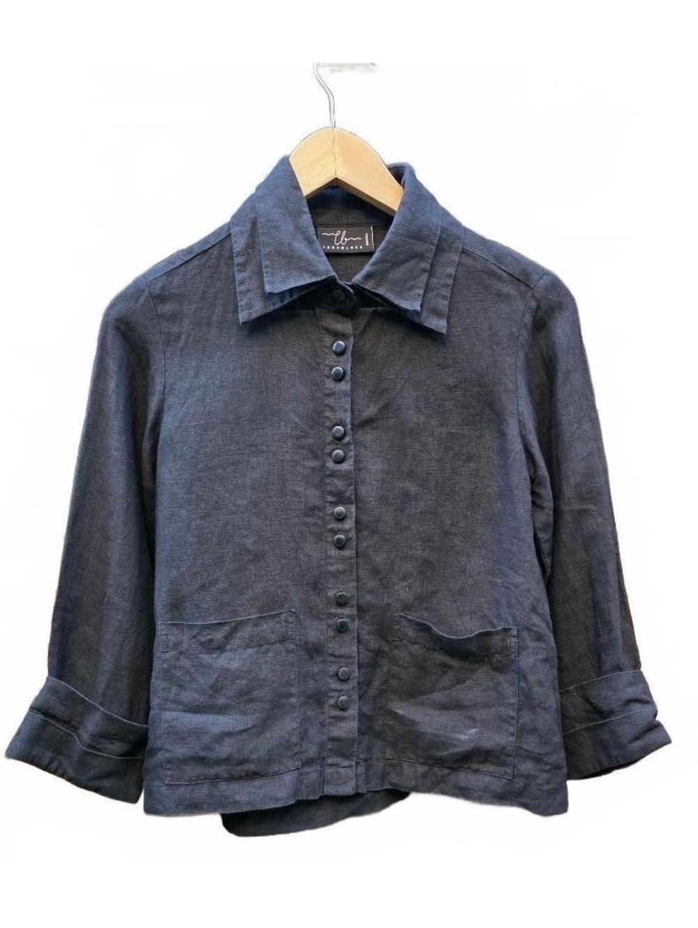 Turn Black Premium Double Collar & Pleated Cuff Shirt – Solid Black (Size Small)